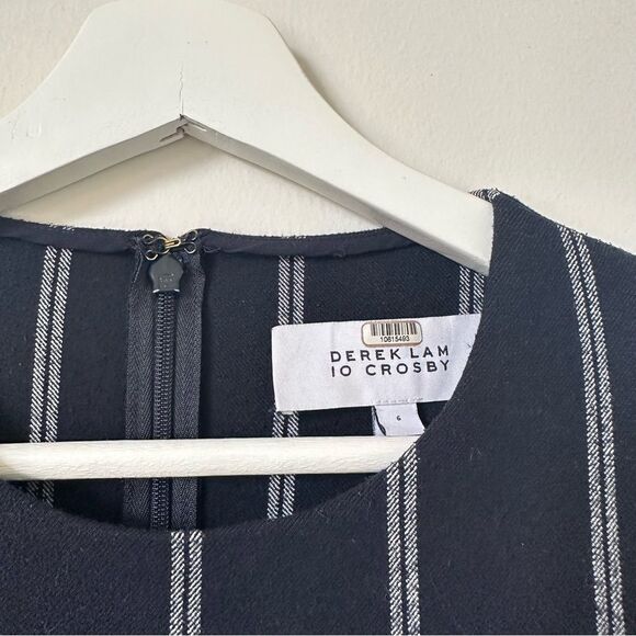 Derek Lam 10 Crosby Navy Blue Striped Mini Knitted Dress Size 6 - Picture 3 of 5